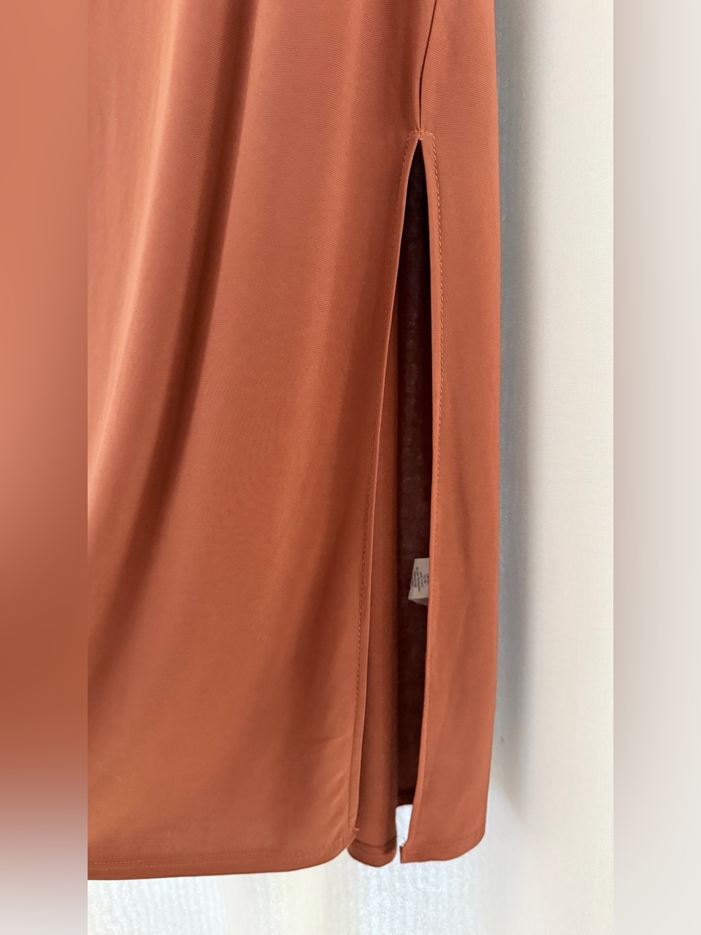 Timing Rust-Brown Maxi Slip Dress with Side Slit - Picture 7 of 11